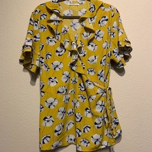 Floral wrap top with ruffle details